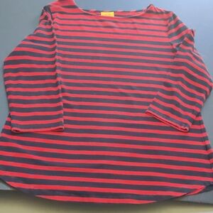 Ruby Rd. Vibrant Red and Black Striped Top